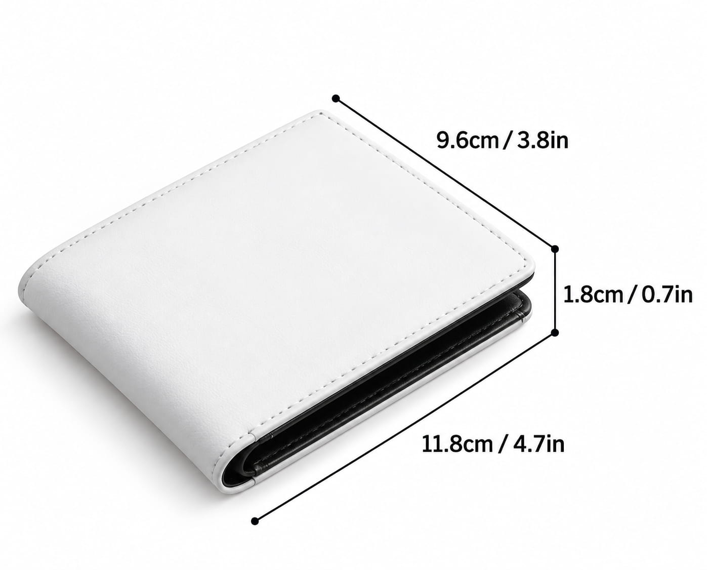 Open black wallet interior showing card slots on the left and a clear ID window on the right.